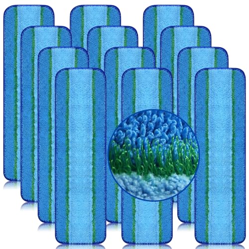 12 Pack 18 Inch Deep Cleaning Replacement Pads Compatible with Bona Family of Mops, Premium Microfiber Floor Mop for Hardwood Floors and Multi-Surface Floor Cleaner - style: Microfiber Deep Clean Pad