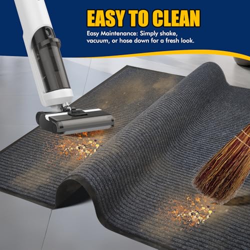 Extra Large Indoor/Outdoor Entrance Mat - 4 x 5 Feet, Rubber Border Door Mat Heavy Duty, Waterproof, Low-Profile, Easy to Clean, Rubber Entry Mat, Commercial Floor Mat, Charcoal Grey - size: 4 x 5 Feet