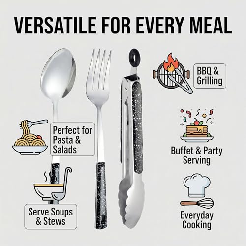 16-Piece Stainless Steel Buffet Serving Set - color: 16 pack Serving Sets