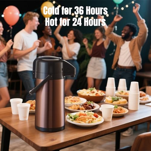 Coffee Carafe, Coffee Dispenser with Pump, 84.5 fl oz, Gold Brown - color: Gold Brown