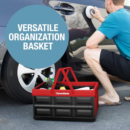CleverMade Collapsible Basket With Handles, 32L 1 Pack, 35 lb, Red - color: Red, size: 32l - 1 Pack