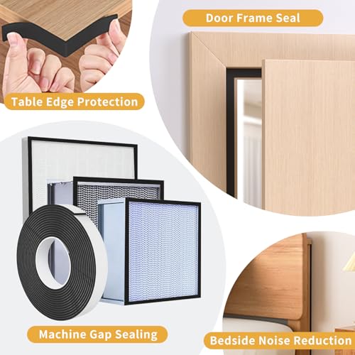 1/2 Inch Wide 1/17 Inch Thick Weather Stripping Door Seal,Window Sealing Tape,Foam Insulation Tape,Single-Sided Self-Adhesive Foam Strips,33 Feet Long Black - color: Black, size: 1/2 IN x 1/17 IN x 33FT