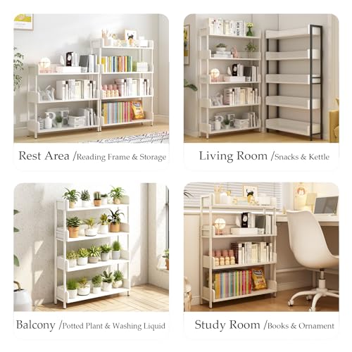 OSCHF Wide Open Shelf Bookcase, 4-Tier, Warm White - color: White, size: 4-Tier