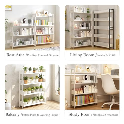 OSCHF Wide Open Shelf Bookcase, 4-Tier, Warm White - color: White, size: 4-Tier