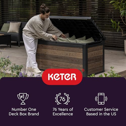 Keter Kentwood 50 Gal Outdoor Storage Box and Patio Side Table - color: Dark Grey