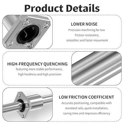 4 Pcs LMK6UU Square Flange Linear Ball Bearings, 6x12x19mm - size: LMK6UU