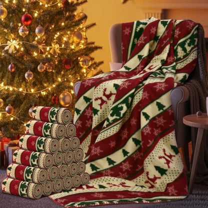 Preboun 24 Pack Bulk Christmas Fleece Throw Blankets, Chic Design - style: Chic Design