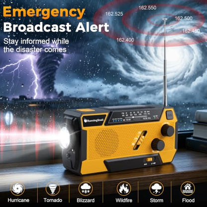 RunningSnail Hand Crank Emergency Radio with 3 Built-in Cable for Hurricane
