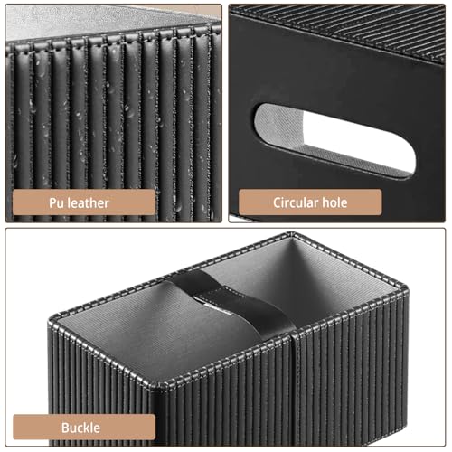 PUSU Extra Large Rectangular PU Leather Tissue Box Cover,Tissues Holder - color: Black