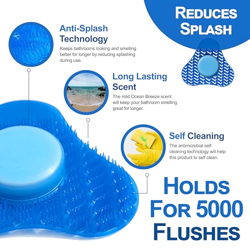 Urinal Screen Deodorizer with Urinal Cakes, janitorial Urinal Deodorizer Urinal Cakes, Bio Enzyme Anti Splash Urinal Blue Mats for Commercial Use-Public Restrooms, Gas Stations-Ocean Blue Scent (1)
