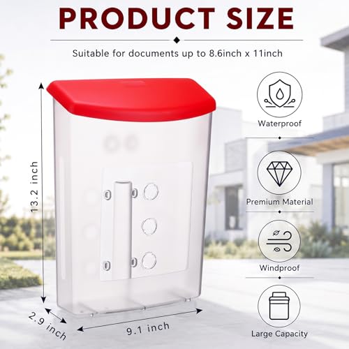 Menkxi 3 Pcs Estate Brochure Box Wall Mount Waterproof Flyer Holder, Red - color: Red