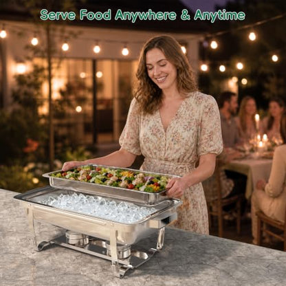 Sifer 11Qt Chafing Dishes for Buffet, No Any Screws, 4 Pack, Silver - color: Silver