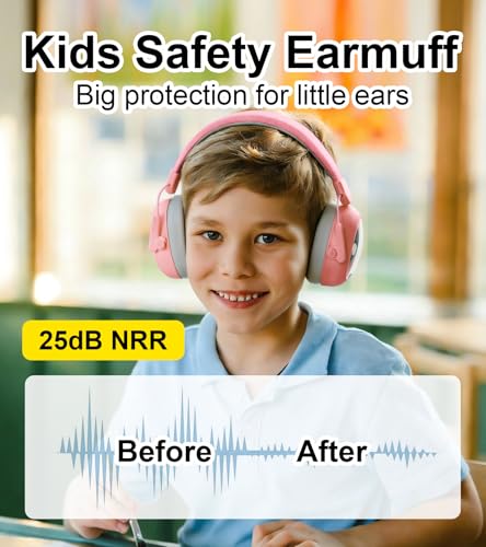 Ear protection for kids, 30dB SNR, 5.5 oz, Lightweight Adjustable - color: Pink