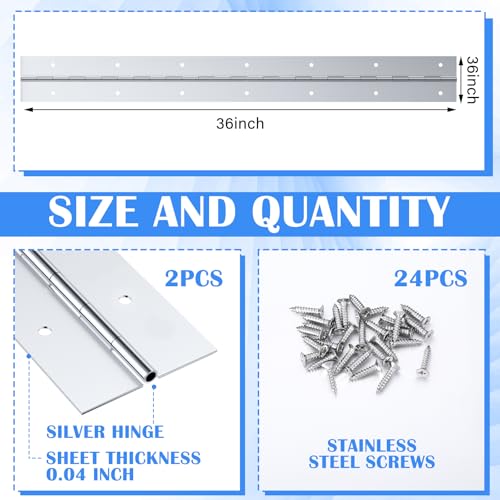 Gisafai 36 Inch 2 Pack Piano Hinges Heavy Duty Steel Continuous Hinge - size: 36 Inch