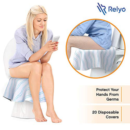 Relyo Disposable Toilet Seat Cover for Travel – 20 Pack with Covers Wrapped in Sets of 2, Non-Flushable Liners, Fits Most Seats – Kids, Toddlers, Adults (Waves, 20) - color: Waves