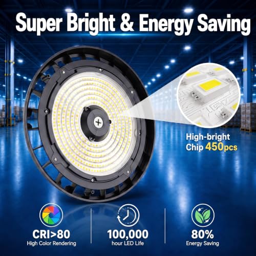 UFO LED High Bay Light,150W,24000LM 0-10V Dimmable 2Pack - size: 150W-2Pack