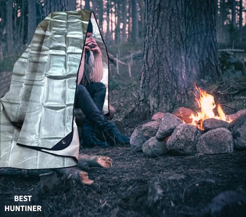 Heavy Duty Survival Blanket -Multifunctional Reflective Tarp Thermal Blanket - 60" x 83" Waterproof Sandproof for Camping Hiking Outdoors Multifunctional Emergency Blanket… - color: Double Aluminium