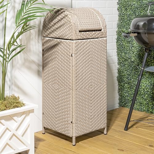 happimess Darla 24 Gal Outdoor Trash Can Swing Top, Light Pink/White - color: Light Pink/White, size: 24 Gallons