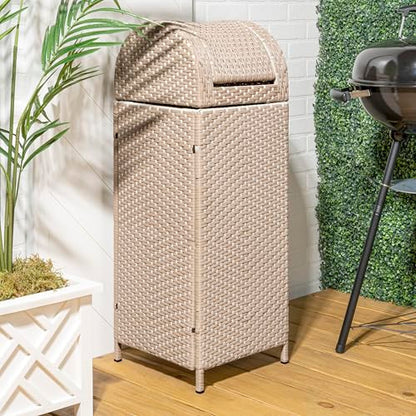 happimess Darla 24 Gal Outdoor Trash Can Swing Top, Light Pink/White - color: Light Pink/White, size: 24 Gallons