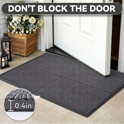 Front Door Mat Outside Entrance, Dirt Trapper Woven Mesh 31"x47" Grey - size: 31"x47"
