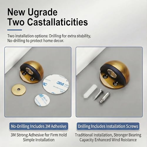 Magnetic Door Stop, Cushioning Bumper & Draft Hold, 2-Pack, Gold - color: Gold