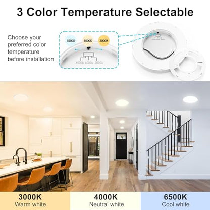 Libtit 12Pack 7Inch Led Ceiling Light - Flush Mount, 15W 1500Lm, 3000K/4000K/6500K, Small Round Recessed Led Kitchen/Bathroom/Hallway/Closet Light Fixtures - color: White, size: 7In-12 Pack