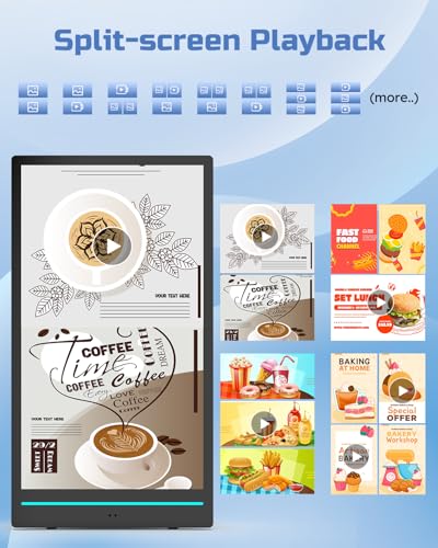 55" Outdoor Digital Signage Display, 2K 2000 Nits IP65 Commercial Totem, Rechargeable Digital LCD Advertising Kiosks, Auto Brightness Adjustment, Impact Resistant Screen for Restaurant/Store - size: 55 Inch Outdoor