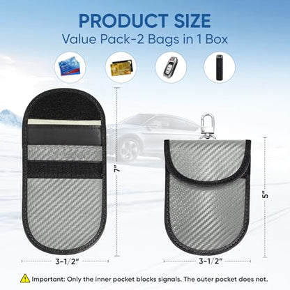 TICONN 2PK Faraday Bag for Car Key Fob, Anti-Theft NFC RFID Blocking Pouch - color: Grey, size: Medium