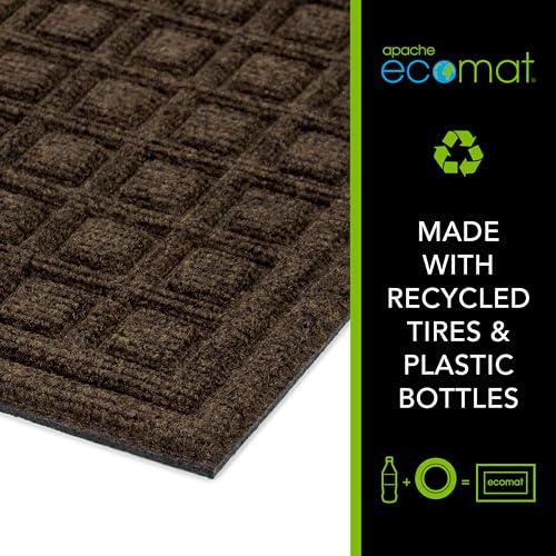 Apache Mills Textures Blocks 2' x 3' Non Slip Weather and Stain Resistant Entrance Door Mat, Walnut - color: Walnut, size: 2' x 3' (Rectangular), style: Blocks