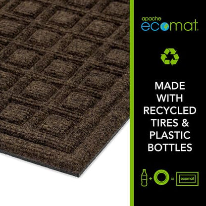 Apache Mills Textures Blocks 2' x 3' Non Slip Weather and Stain Resistant Entrance Door Mat, Walnut - color: Walnut, size: 2' x 3' (Rectangular), style: Blocks