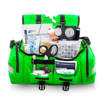 MFASCO Emergency Response First Aid Kit Trauma Bag 415 Piece Green - color: Lime Green