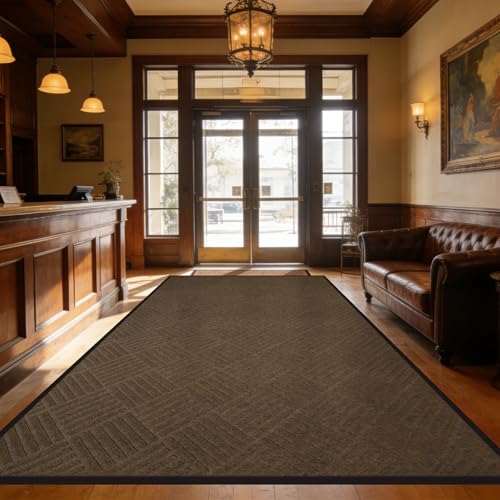 5' x 8' Commercial Heavy Duty Entryway Rug, Industrial Non-Slip Door Mat for Business Entrances&Garages, Waterproof Walk-Off Mat with Rubber Backing, Utility Rug for High Traffic Indoor/Outdoor Use - color: Coffee Brown, size: 96"L x 60"W x 0.3"Th