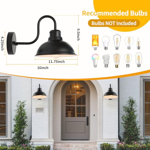 12" Barn Lights Outdoor Gooseneck Large Exterior Lighting Fixtures - size: 11.75*9.5*16 inches