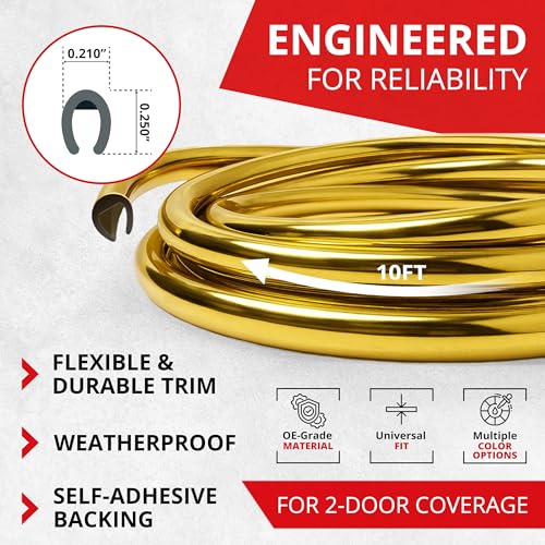 All-Fit Automotive Car Door Edge Protector Made in the USA (10 Ft - Gold) - color: Gold