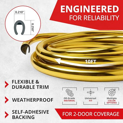 All-Fit Automotive Car Door Edge Protector Made in the USA (10 Ft - Gold) - color: Gold