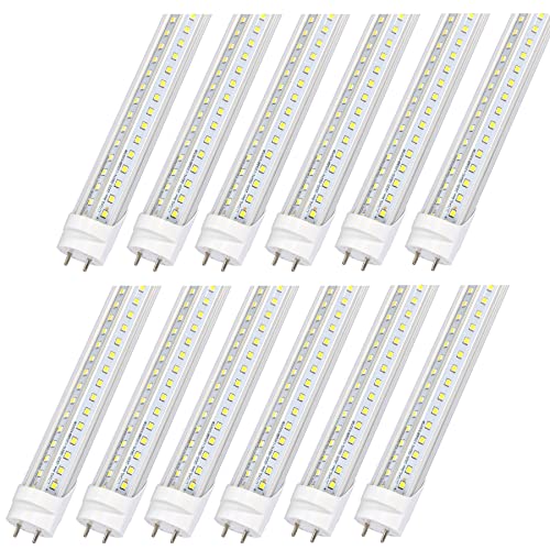 12 Pack 4FT T8 LED Tube Lights, 36W 4860LM 5000K Daylight, Ballast Bypass Direct Wire (Ballast-Free), for Garage, Warehouse, Office & Shop Lighting