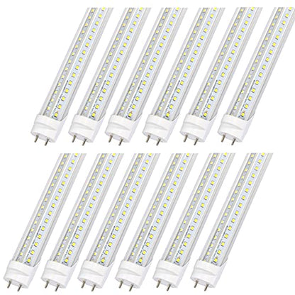12 Pack 4FT T8 LED Tube Lights, 36W 4860LM 5000K Daylight, Ballast Bypass Direct Wire (Ballast-Free), for Garage, Warehouse, Office & Shop Lighting