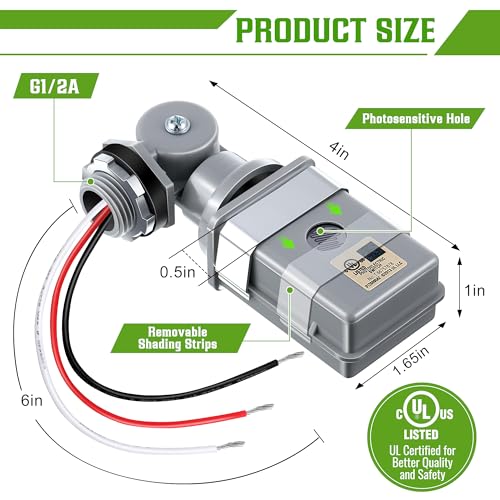 4 Pack Photocell Sensor for Outdoor Lights, 120VAC 50/60 Hz