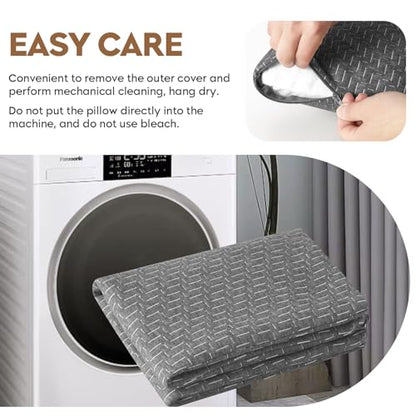 Camping Pillow Travel Pillow Small Shredded Memory Foam Pillow - Compressible Medium Firm, Breathable Cover, Ideal Backpacking Hiking, Airplane and Car - color: Grey, size: M-17.7 X 13.8 Inch