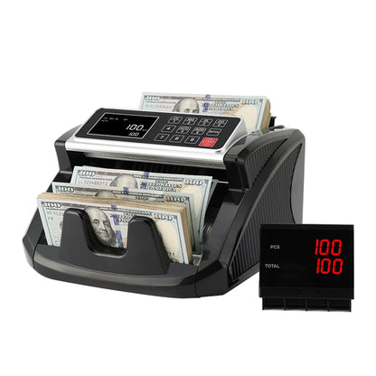 Money Counter, Cash Counter Machine with Value Count，Cash Counter for Dollar, Euro with UV/MG/IR/DD Counterfeit Detection, Add/Bat/Value Mode Bill Counting Machine with Large LCD Display