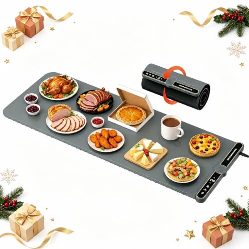 Extra Large Warming Mat for Food XXL 40X15” Parties Buffet Food Warmer 550W - size: Grey-XXL 15*40in