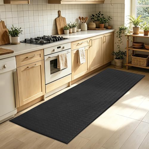 Kitchen Mats and Rugs Cushioned Anti-Fatigue, 23.6" x 86.6", Black - color: Black, size: 86.6"L x 23.6"W x 0.4"Th