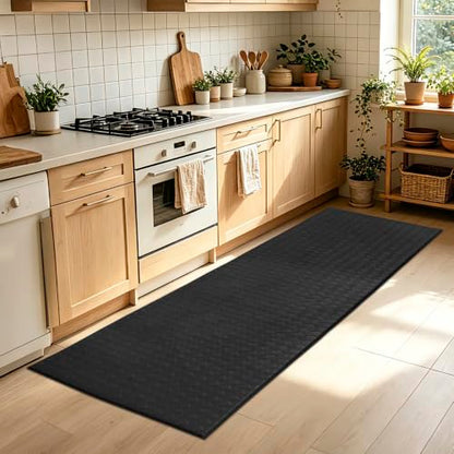 Kitchen Mats and Rugs Cushioned Anti-Fatigue, 23.6" x 86.6", Black - color: Black, size: 86.6"L x 23.6"W x 0.4"Th