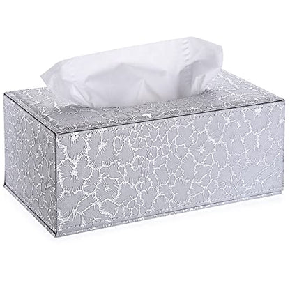 Sumnacon Rectangle Tissue Box Cover with Magnetic Bottom,Whaterproof,Silver - color: Silver, size: Medium