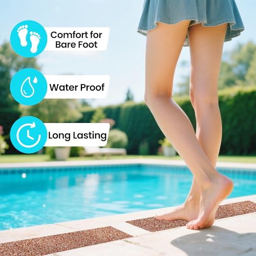 LifeGrip Outdoor Anti Slip Stair Treads 10-Pack, 6" X 32" Waterproof Rubber Grip Tape for Outdoor Stairs, Pool, Garden and Deck, Barefoot-Friendly Non Slip Step Strips, Orange - color: Orange, size: 6" x 32"