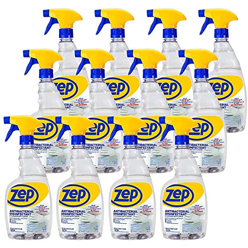 Zep Antibacterial Disinfectant Spray With Lemon - 32 Fl Oz (Case Of 12) ZUBAC32 - Disinfects, Cleans and Deodorizes Most Surfaces EPA Approved