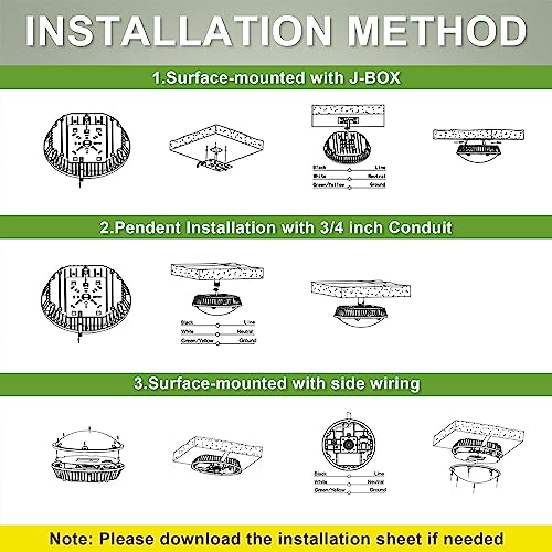 Round LED Canopy Light, 30/40/60W Selectable, 5000K, Surface Mount