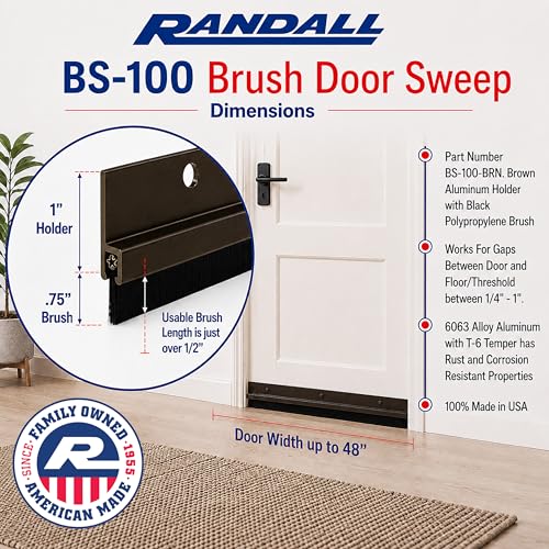 Brown Aluminum with 3/4" Black Brush Door Sweep (4 FT Brown) - size: 4 FT Brown