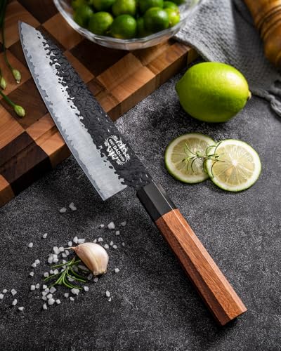 FAMCÜTE Custom 8'' Japanese Knife with Sandalwood Box Gifts for Men/Women - size: 8" Customize Japanese Knife