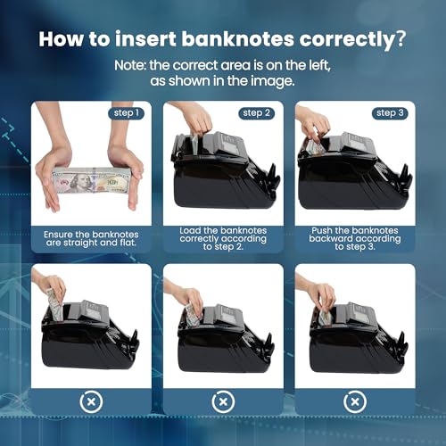 BODIOO Professional Money Counter Machine with UV/MG/IR/DD Detection, High-Speed 1000 Bills per Minute, USD and EUR Support, External LCD Display,Black